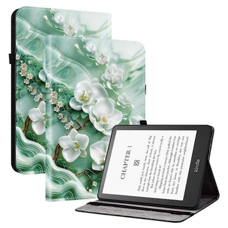 Läderfodral med mönster och ställ för Amazon Kindle Paperwhite (2021) Tablet Cover med kortfack