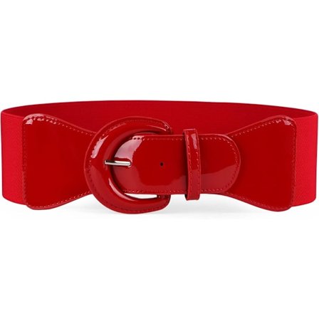 Bredt elastisk bælte til kvinder, vintage chunky spænde elastisk taljebælte til kvinder kjole