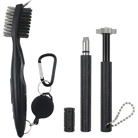 3-delad golfklubbsborste, hopfällbar golfklubbrengörare med spårblad golfborste för U- och V-spår