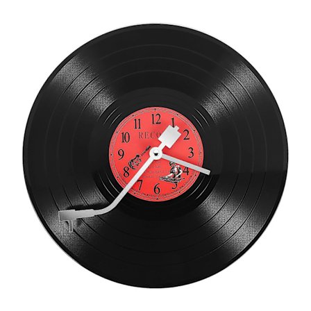 Europeisk Retro Nostalgisk Ultratyst Klocka Vinylskiva Personlig Väggklocka Café Bar Dekorativ W