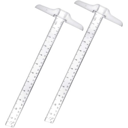 2 st T-vinkel 30 cm T-formad linjal Transparent plast T-linjal Junior T-vinkel Akademisk T-linjal Dubbel skala Mätverktyg Ritverktyg Allmänt 