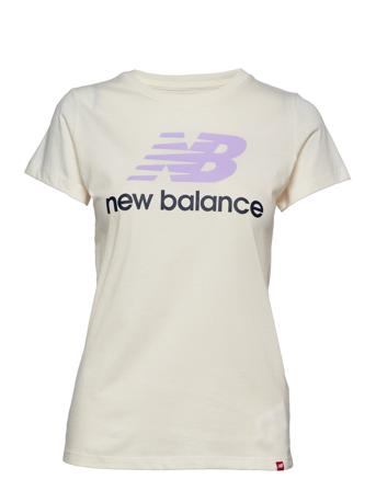 Essentials Stacked Logo Tee T-shirts & Tops Short-sleeved Creme New Balance*Betinget Tilbud
