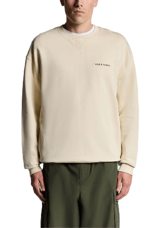 Lyle & Scott Script Brushback Crew Neck Sweatshirt Tröjor Herr Beige M