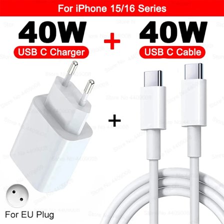 PD 40W Snabbladdande USB C Laddare För iPhone 16 15 11 12 13 14 Pro Max 8 Plus Telefon USB Typ C Kabel För iPhone Laddare