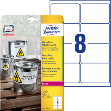 Avery Etikett Hvit 99,1x67,7 m