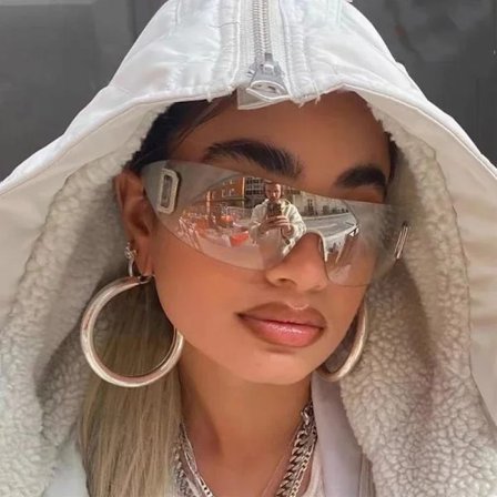 Oversized Rimless Sunglasses Women 2023 New Fashion One-Piece Shield Sun Glasses For Female Streetwear Y2k Sunglass Ladies UV400