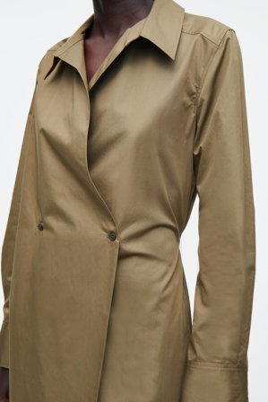 COS Double-Breasted Midi Shirt Dress in Green - Women