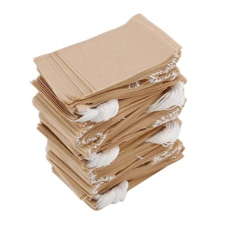 500-pak tefilterposer, engangs tepose af papir med snøre til løs te, kaffe (naturlig brun)