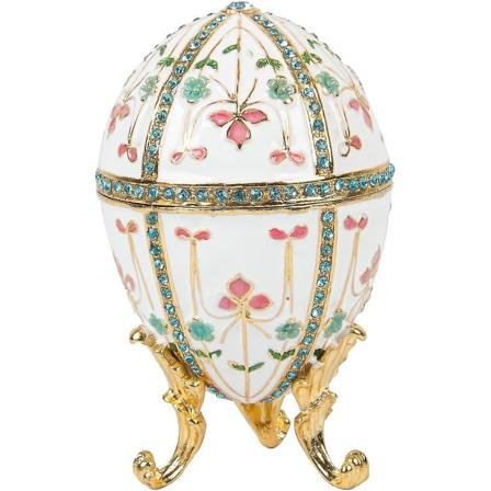 Håndmalt emaljert Fabergé-egg-stil dekorativ hengslet smykkeskrin Unik gave
