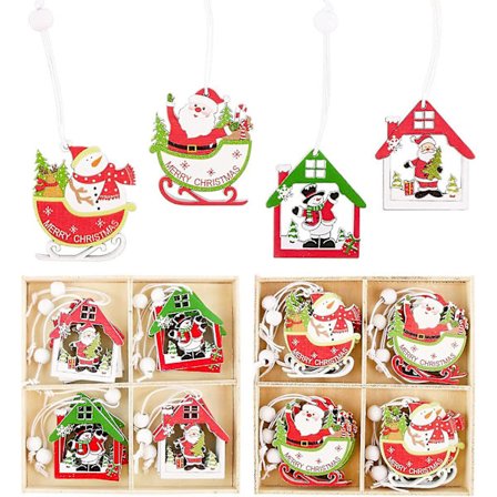 24 stk julepynt i tre, julemerker i tre til juletrepynt, gjør-det-selv-håndverk, fest Hy