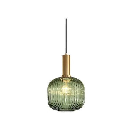 Teollinen riippuvalaisin Vintage-kattokruunu E27-kanta Varjostin Kattovalaisin Raidallinen lasi (Vihreä, 20cm) KLB