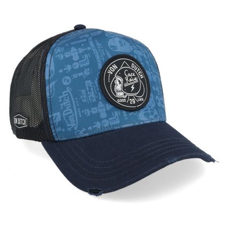 Von Dutch - Blå trucker Keps - Patch Black/Blue A-Frame Trucker @ Hatstore