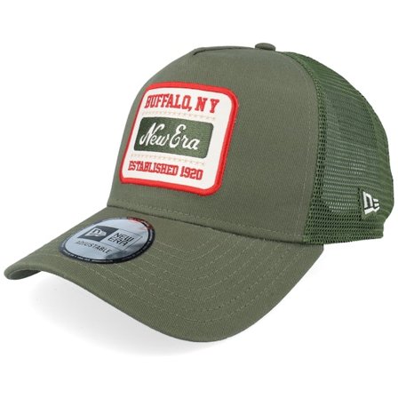 New Era - Grønn trucker Caps - Patch Buffalo NY Olive A-Frame Trucker @ Hatstore