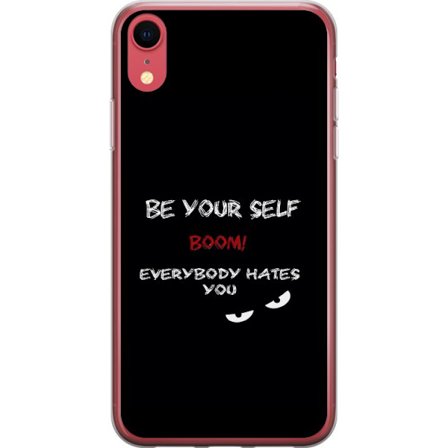 Yhteensopiva Puhelinkuori Apple iPhone XR Tumma minimalistinen tekstillustraatio ironisella viestillä ja uhkaavan silmien mustalla kontrastilla