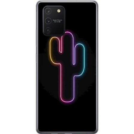 Yhteensopiva Puhelinkuori Samsung Samsung Galaxy S10 Lite Neonpiirros kaktuksista vaaleanpunaisessa ja sinisessä valossa tummaa taustaa vasten