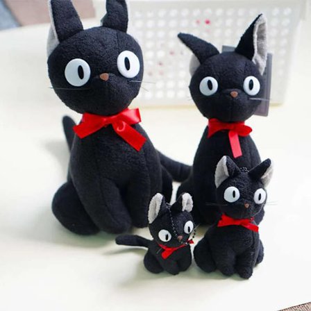 4 størrelser Jiji Kat Studio Ghibli Hayao Miyazaki Kiki's Sorte Jiji Plysdukke Legetøj Kawaii Sort Kat Kiki Udstoppede Dyr Legetøj Til Børn
