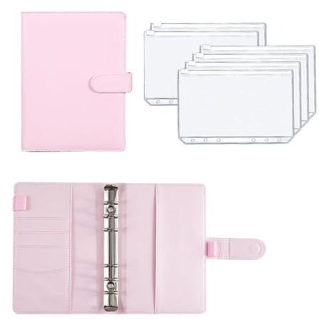 A6 Anteckningsbokpärm Med 12-pack Pärmfickor Rosa