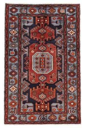 Anudada A Mano Hamadan Alfombra 125X200 De Lana Negro/Rojo Oscuro Pequeño