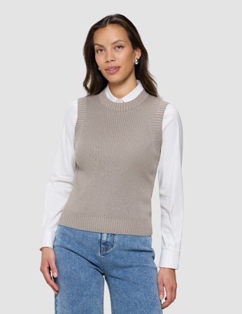 Shaping New Tomorrow - Dame - Fine Knit Rib Vest - Dark Sand - Størrelse XXL