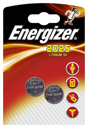 ENERGIZER BATTERI CR2025 LITHIUM 3V 2PK