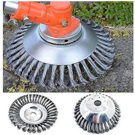 200x25,4 mm Ugressbørstehode, Gressklipperbørste, Roterende Sirkulær Metallbørste, Roterende Børste