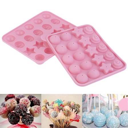 20 Lollipop Pop 4 Mönster Kakor Choklad Silikon Bakning