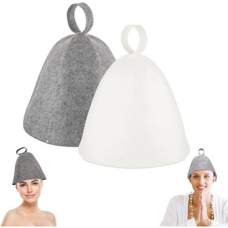 2 st bastumössor, originalull, bekväma och andningsbara för bastu, 100 % naturlig filt, bastutillbehör (grå och vit)