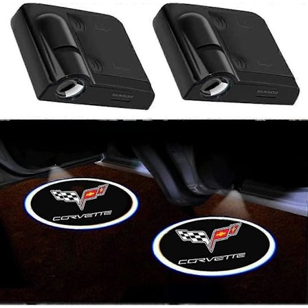 [LCS] 2 stk. Passer Chevy Corvette Bildørlys Logo Ghost Shadow Lights Velkomstlampe