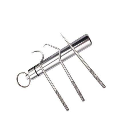 3-pack Bärbara Tandpetarpåsar Tandpetarskrapa I Rostfritt Stål