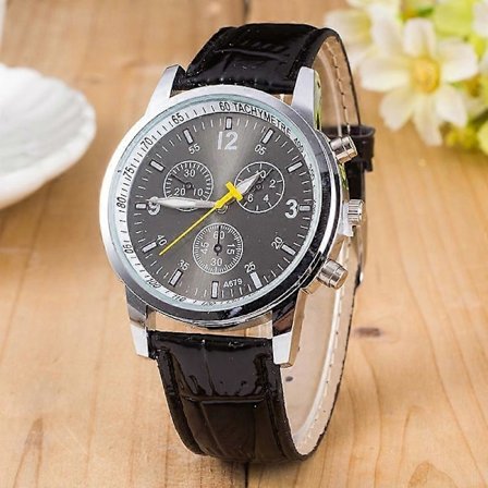 Læderrem Ur Quartz Armbåndsure Tre Øjne Glas Urskive Herreur