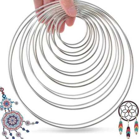 Förpackning med 16 metallringar trådringar drömfångare hantverk blommiga ringar