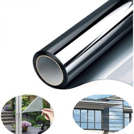 Selvklebende Speilfilm Solfilm Enveisvindu Anti Varme Anti UV Anti Lys Anti Tittebeskyttelse Hjemmekontor Butikk (Svart, 40x400cm)