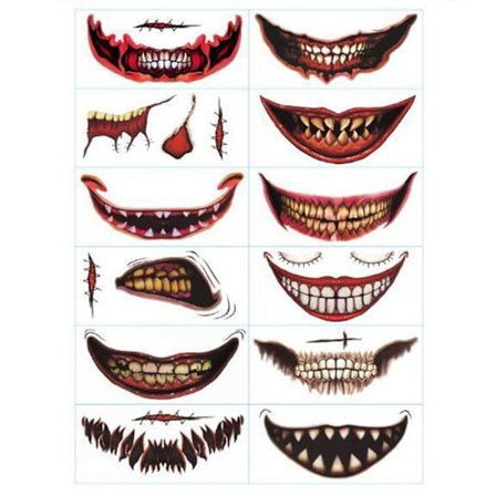 12pcs Tattoos Stickers For Halloween Special Style Party Prank