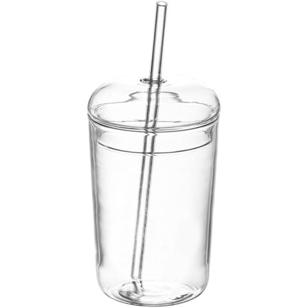 Mason Jar med Lokk og Sugerør - Boba Glasskopp Estetiske Kopper - Klare Vannflasker Gjenbrukbar Kopp med Lokk og Sugerør