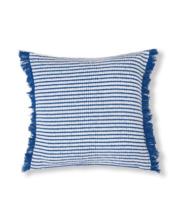 Lexington Schwerer gestreifter kissenbezug aus bio-baumwolle, blau/weiß