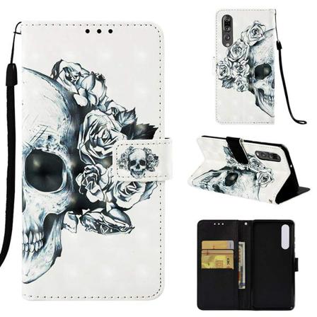 Plånboksfodral Huawei P30 – Döskalle / Rosor