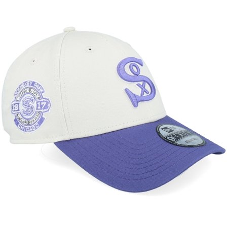 New Era - Chicago White Sox World Series Patch 9FORTY Ivory/Purple Adjustable Adjustable Beige Cap - MLB @ Hatstore
