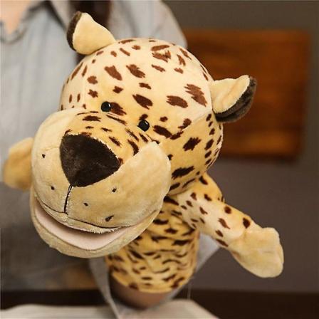 Djur Hand Finger Story Docka Kawaii plyschdocka Pedagogisk baby Lejon Elefant Kanin Apa Giraff mjuka leksaker Uppstoppad docka V Leopard