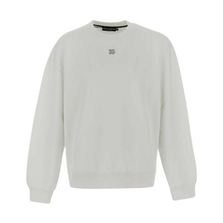 Dolce & Gabbana, Cotton Jersey Sweatshirt With DG Print Wit, Heren, Maat:M