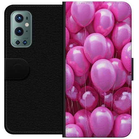 Kompatibelt Plånboksfodral till OnePlus OnePlus 9 Pro Rosa ballonger glansigt festligt motiv som för tankarna till födelsedag firande kärlek och g