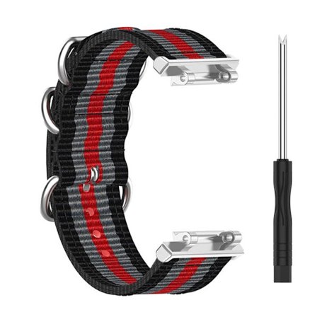 Amazfit T-Rex 2 nylonkellon hihna - Musta / Punainen / Harmaa