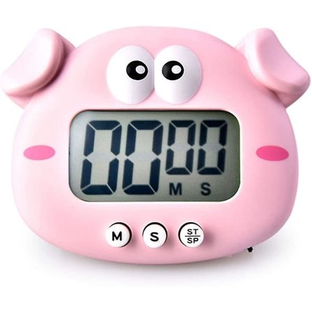 Køkken Timer, Sød Tegneserie Dyr Nedtællingstimer, Digital Madlavningstimer Med Magnetisk, Lcd Storskærms Visuelt Ur, Hængbart Vækkeur Med Stan