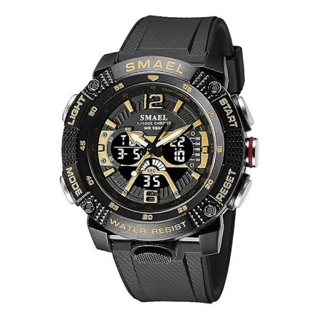 Sportklockor Herr Smael Vattentät Analog Digital Quartz Armbandsur Herrmode Stoppur Väckarklocka 8058 Man Watch 2023 Ny