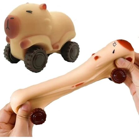 1kpl Käsintehty Kapybara Auto Stressi Squishy Lelu Pyörillä, Söpöt Eläimet Fidget Lelu, Aistilelu Stressin Lievitykseen, Pehmeä Puristettava