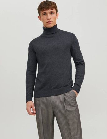 Jack & Jones Jjeemil Knit Roll Neck Noos - Grey - XL