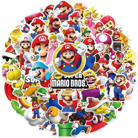 50 stk Super Mario-klistremerker, tegneserie-spill vinylklistremer for bærbar PC, vannflaske, gitar, sykkel, bil, motorsykkel, bagasje, graffiti, for 