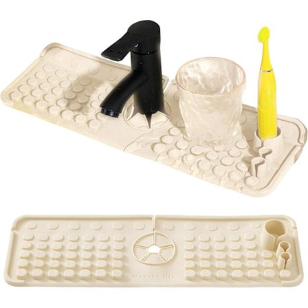 Diskställ Mat Silikonmatta med Förvaringsbas Organizer Kran Tillbehör för Diskbänk Skyddar Torkställ