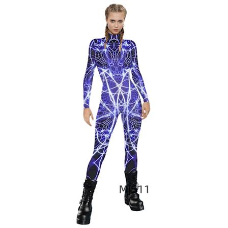 Hedt cosplay kostume jumpsuit europæisk og amerikansk kvindelig cosplay kostume hot girl natklub uniform Halloween print jumpsuit BAX223 M