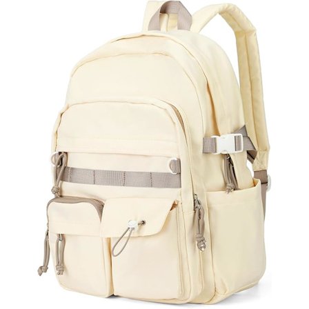 1 stk Ryggsekk for skolejenter Ryggsekk Dame Skolesekker for jenter Videregående skole, Lett skolesekk Beige