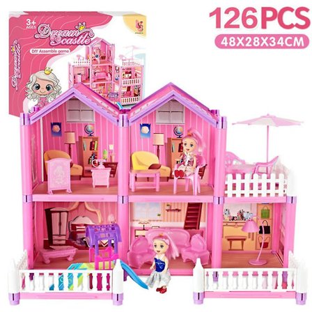 Dockhus Flicka Villa Prinsesslott Set Barn Lekhus Simulering Monterade Leksaker Presenter Till Födelsedag